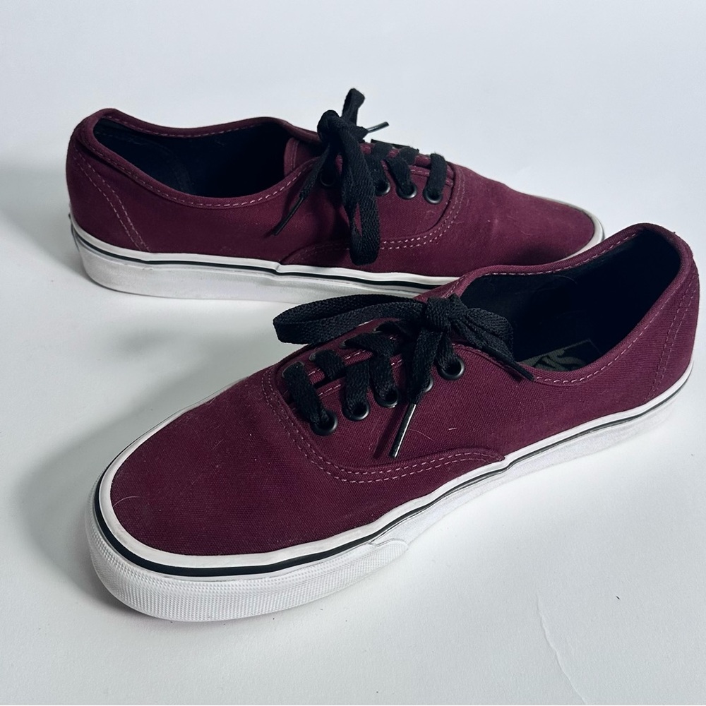 Vans Maroon Canvas Sneakers with Black Accents